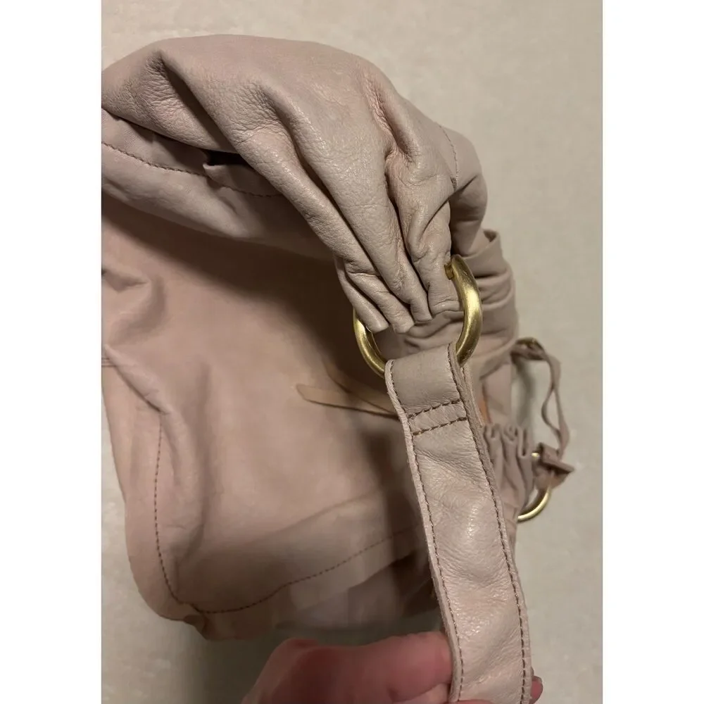 Antonio Melani Light Pink Leather Hobo Shoulder Bag Y2K New